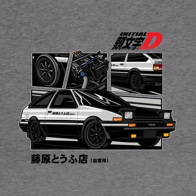 Toyota Ae86 Trueno Initial D Anime version 2 black by desaindroid@gmail.com